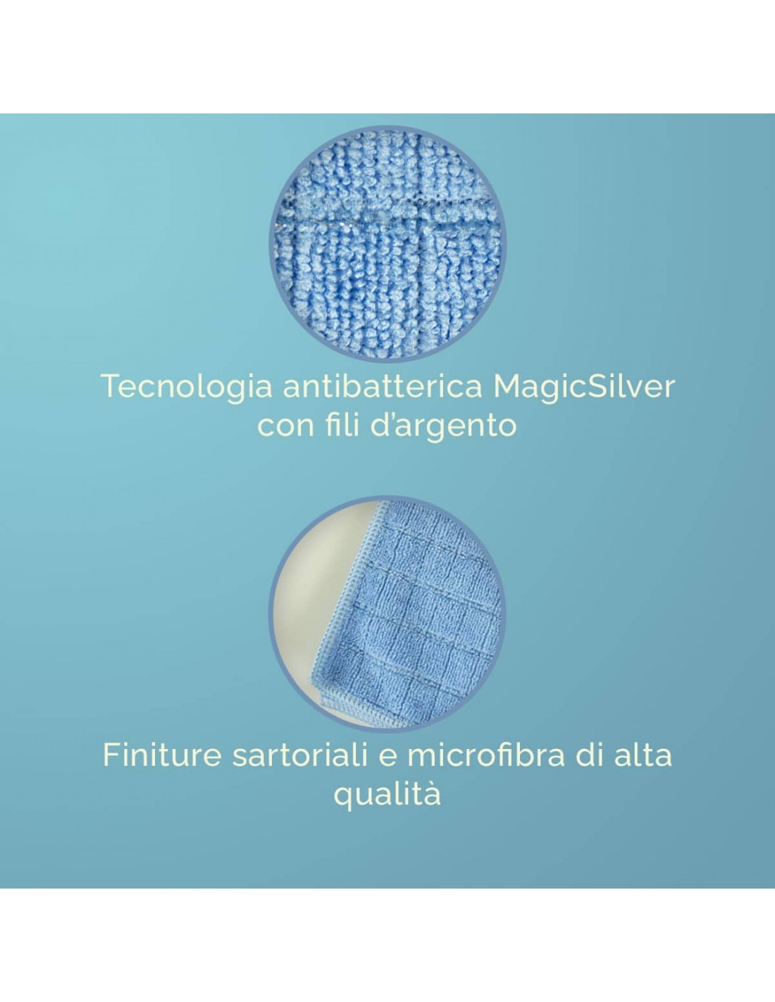 Panno microfibra antibatterico con fibra Magic Silver. Blu. Misura 40x40 cm