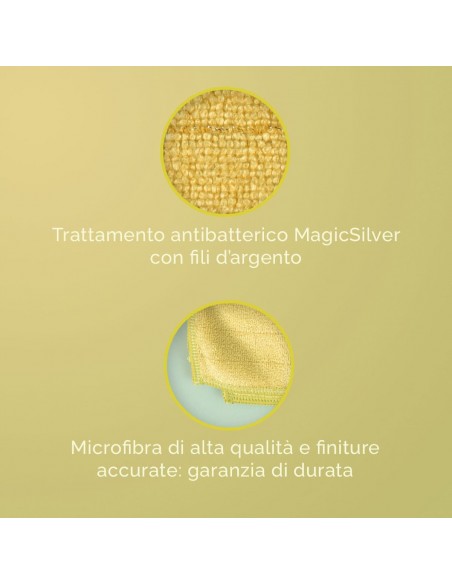 Panno in Microfibra Antibatterica con Tecnologia Magic Silver - Giallo (40x40 cm)