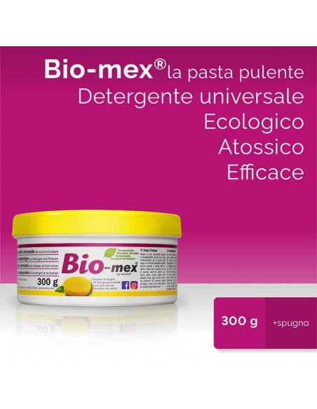 Kit risparmio detergente Bio-mex 300gr e Flip-mex Panno Spugna 19x19cm
