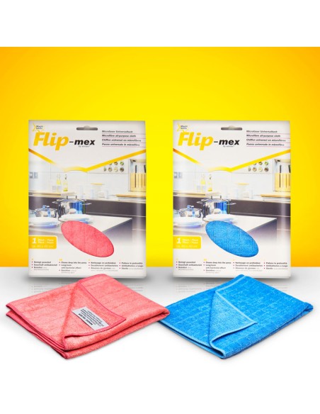 2 Panni in Microfibra Antibatterica Magic Silver. Rosso + blu. 40x40 cm