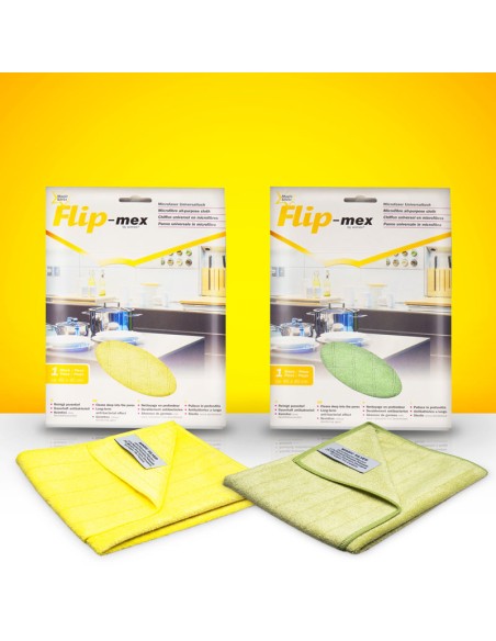 2 Panni in Microfibra Antibatterica Magic Silver. Giallo + verde. 40x40 cm