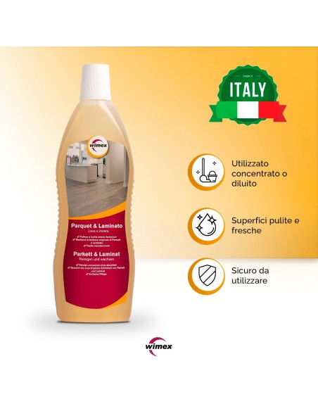 Detersivo pavimenti parquet e laminato. Lava e incera. 1 litro