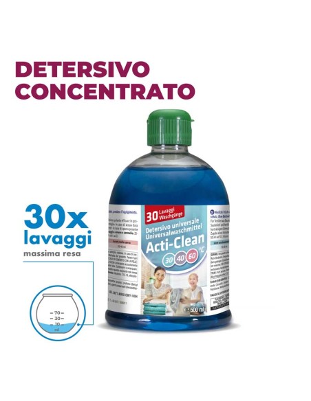 Acti-clean detersivo per bucato 500 ml. Superconcentrato (fino a 30 lavaggi)