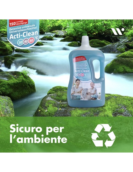 Acti-clean detersivo per bucato. Superconcentrato, con pallina dosatrice. 3 litri