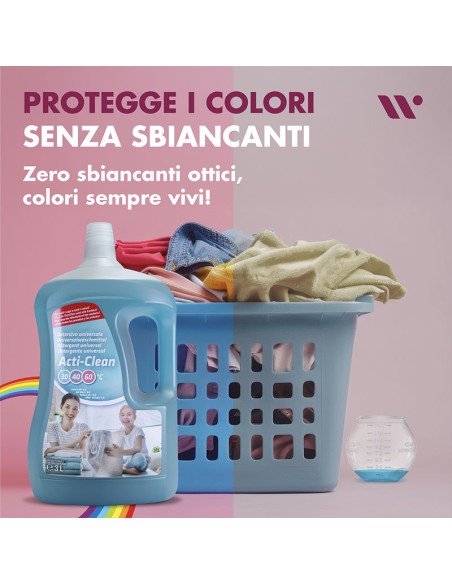 Acti-clean detersivo per bucato. Superconcentrato, con pallina dosatrice. 3 litri